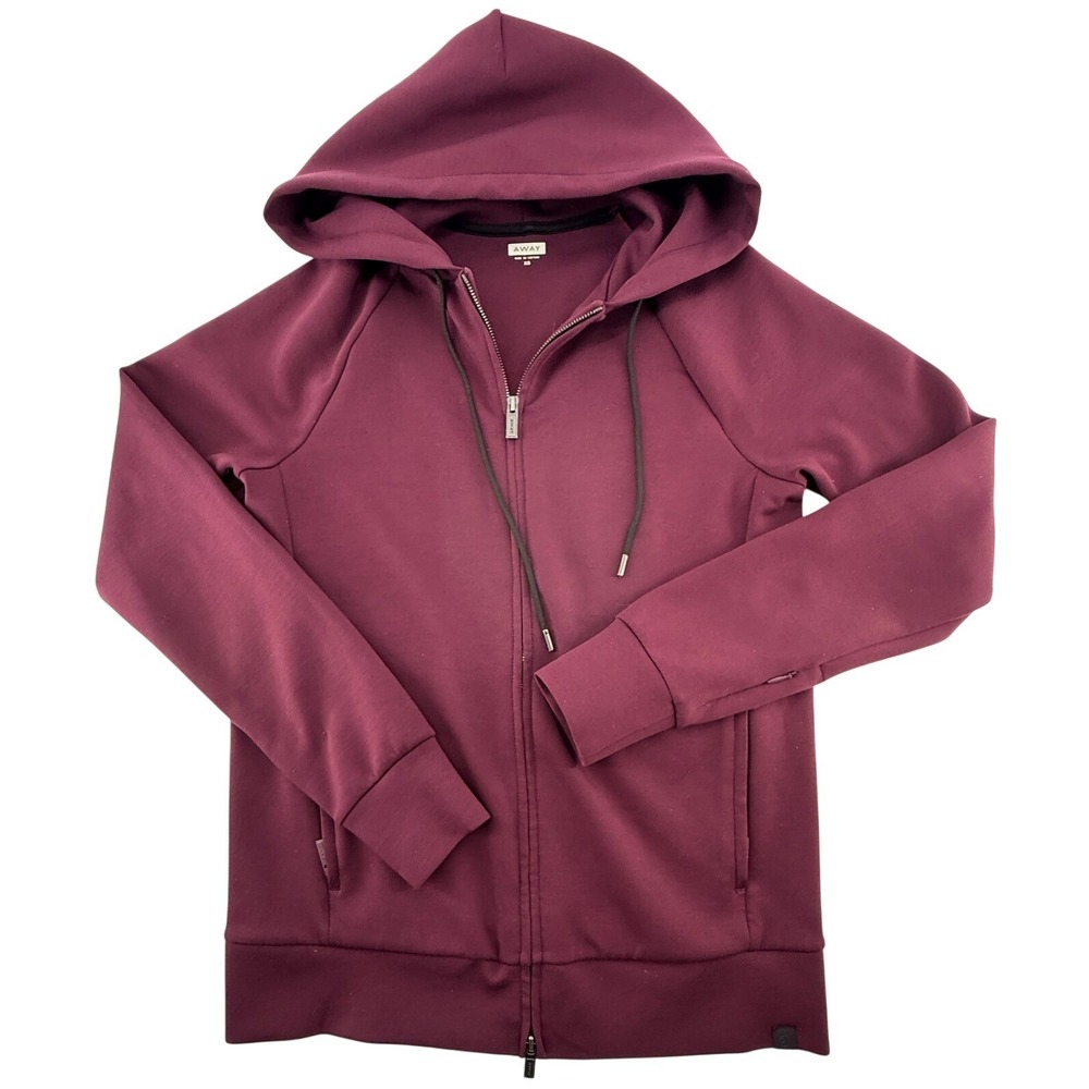 Away Hoodie Womens XS Burgundy Full Zip Travel‎ Lounge Sweatshirt Minimalist